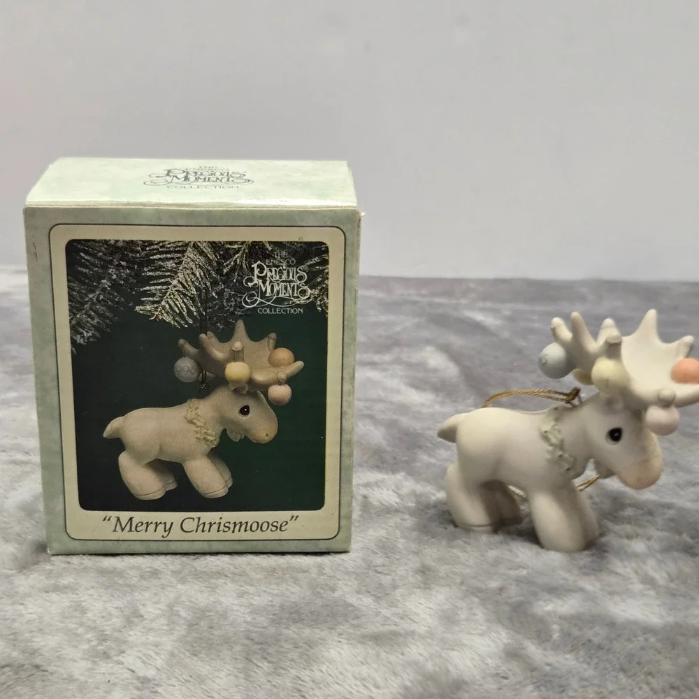 Precious Moments Merry Chrismoose Ornament 1998 Enesco Moose Figurine 455857 Box
